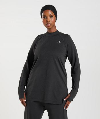 Dámské Oříznuté Topy Gymshark Vital Seamless Long Line Černé | CZ 3759EBC
